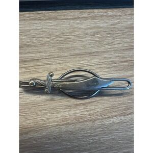 Vintage Saber Sword Tie Clip Silver tone Slide on